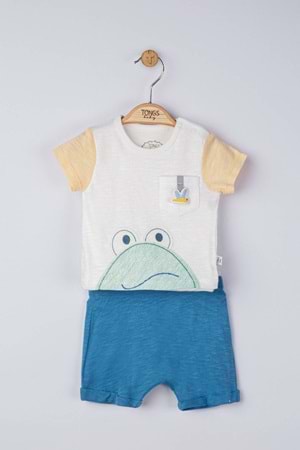 Kurbağa Baskılı Beyaz Bebek Takım (2 Parça)