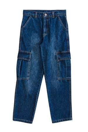 Kargo Cepli Bagi Model Kot Pantolon - Lacivert - 12-13 YAŞ