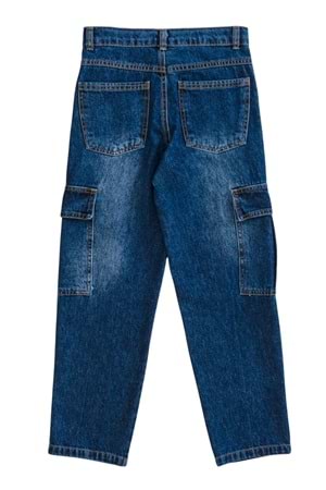 Kargo Cepli Bagi Model Kot Pantolon - Lacivert - 12-13 YAŞ