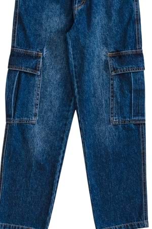 Kargo Cepli Bagi Model Kot Pantolon - Lacivert - 12-13 YAŞ