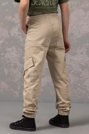 Kargo Cepli Gabardin Erkek Pantolon - Bej - 5-6 YAŞ
