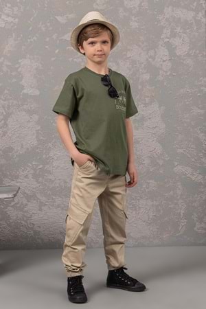 Kargo Cepli Gabardin Erkek Pantolon - Bej - 5-6 YAŞ