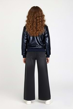 Kız Çocuk Payetli Bomber Ceket Işıltılı Şık Hırka