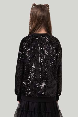 Kız Çocuk Payetli Bomber Ceket Işıltılı Şık Hırka