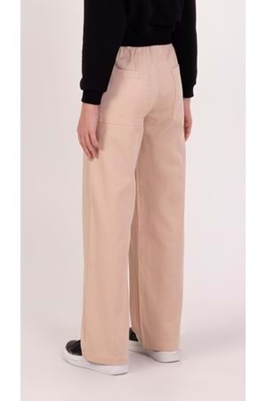 Bali Lastikli Bağcık Detaylı Geniş Paça Kız Çocuk Gabardin Pantolon