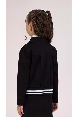 Beli Lastikli Düz Renk Kız Çocuk Gabardin Ceket