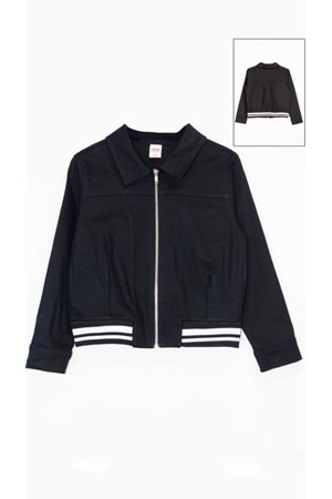 Beli Lastikli Düz Renk Kız Çocuk Gabardin Ceket