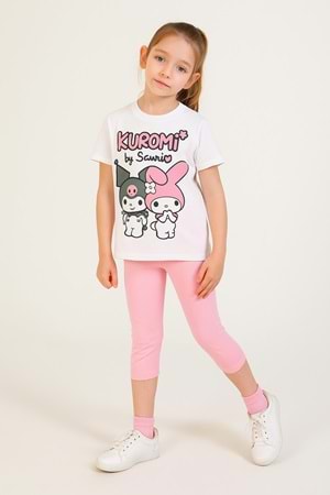 Kuromi ve My Melody Baskılı Kız Çocuk Tişört