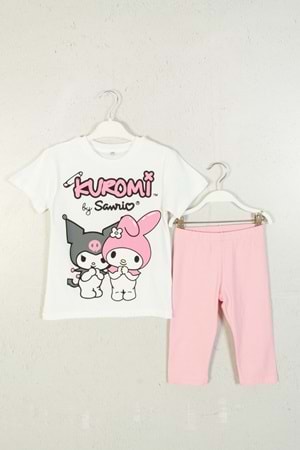 Kuromi ve My Melody Baskılı Kız Çocuk Tişört