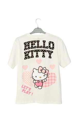 Hello Kitty Baskılı Beyaz Kız Çocuk Kısa Kollu Tişört