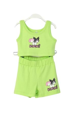 Kuromi Neon Yeşil Crop Top ve Şort Takımı