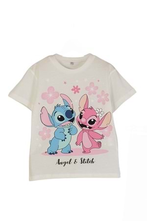 Angel Stitch Baskılı Kız Çocuk Tişört ve Kapri Takımı
