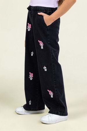 Kız Çocuk My Melody & Kuromi Baskılı Kot Pantolon – Mavi-Siyah