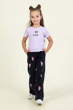 Kız Çocuk My Melody & Kuromi Baskılı Kot Pantolon – Mavi-Siyah