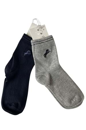 Erkek Çocuk 2'li Pamuklu Desenli Çorap Seti Rahat ve Şık Günlük Çorap