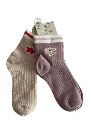 Çocuk Çorap Seti 2’li – Renkli Desenli %100 Pamuk – Rahat ve Nefes Alabilir