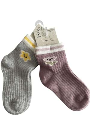 Çocuk Çorap Seti 2’li – Renkli Desenli %100 Pamuk – Rahat ve Nefes Alabilir