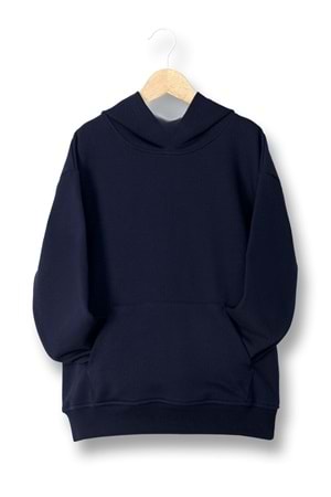 Unisex Çocuk Kapüşonlu Sweatshirt – Siyah & Lacivert