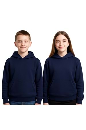Unisex Çocuk Kapüşonlu Sweatshirt – Siyah & Lacivert