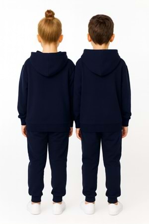 Unisex Çocuk Kapüşonlu Sweatshirt – Siyah & Lacivert