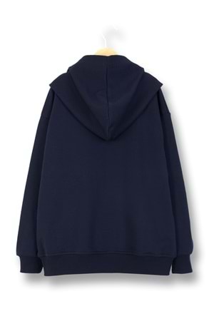 Unisex Çocuk Kapüşonlu Sweatshirt – Siyah & Lacivert