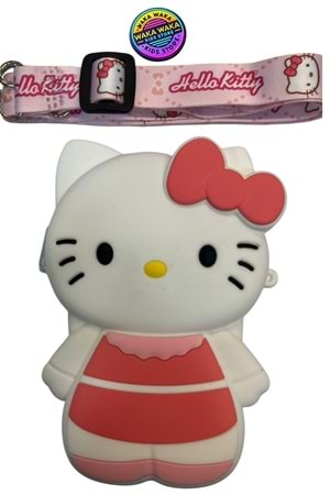 Hello Kitty Çocuk Silikon Cüzdan Askılı Mini Çanta – Pembe & Beyaz Seçenekleri