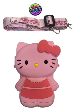 Hello Kitty Çocuk Silikon Cüzdan Askılı Mini Çanta – Pembe & Beyaz Seçenekleri