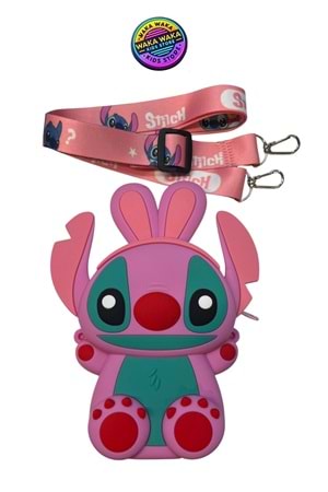 Sevimli Silikon Omuz Askılı Mini Çanta Pembe Mavi