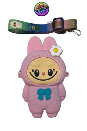 Çocuk Silikon Crossbody Çanta | Sevimli Karakter Omuz Çantası + Askı | Renk Seçenekli