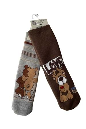 2'li Ayıcık Desenli Çocuk Çorap Seti Renkli ve Eğlenceli Desenler Rahat ve Yumuşak Kumaş