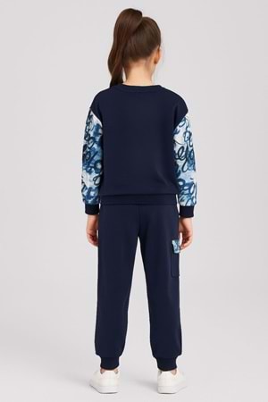 Önü Kolları Baskılı Kız Çocuk Eşofman Takım