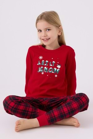 Letıt Snow Noel Temalı Kız Çocuk Pijama Takım