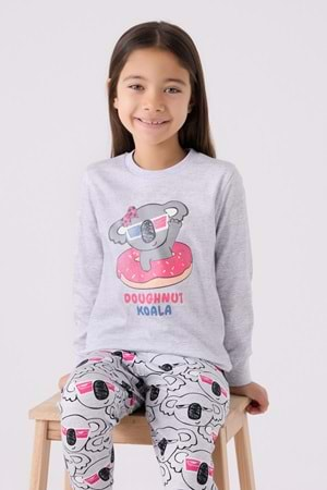 Doughnut Koala Karakter Baskılı Kız Çocuk Pijama Takım