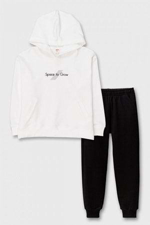 Erkek Çocuk Kapüşonlu Sweatshirt ve Eşofman Altı Takım – Space to Grow Baskılı,