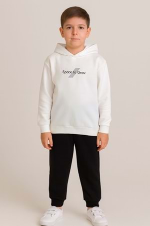 Erkek Çocuk Kapüşonlu Sweatshirt ve Eşofman Altı Takım – Space to Grow Baskılı,