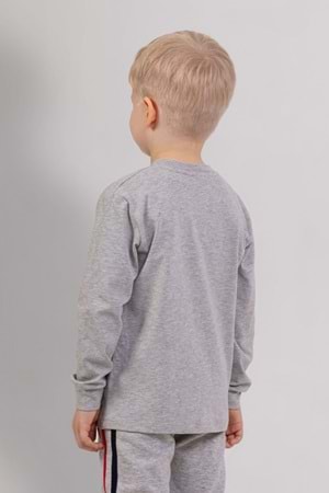 Erkek Çocuk Gri ATH Baskılı Uzun Kollu Sweatshirt