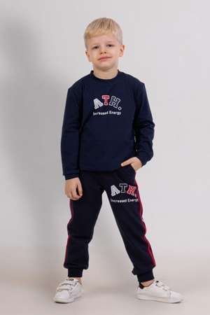Erkek Çocuk Gri ATH Baskılı Uzun Kollu Sweatshirt