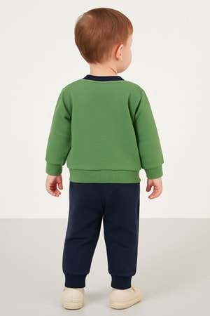 Erkek Çocuk Sweatshirt ve Eşofman Altı Takım Köpek Bear Desenli Rahat Günlük Giyim