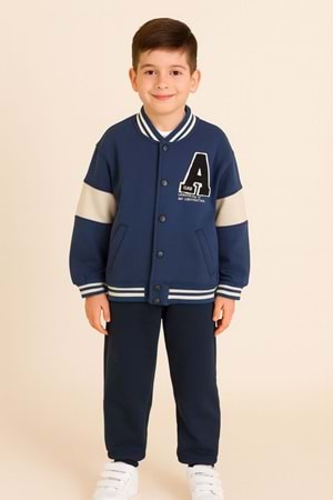 Erkek Çocuk Kolej Tarzı Bomber Sweatshirt Ceket
