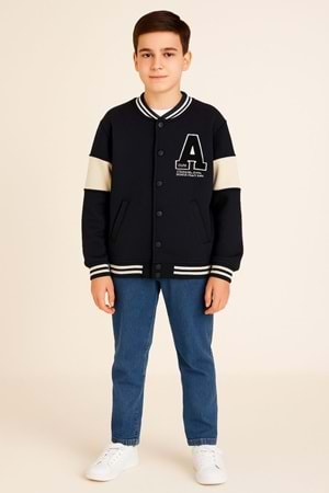 Erkek Çocuk Kolej Tarzı Bomber Sweatshirt Ceket