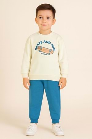 Erkek Çocuk Baskılı Sweatshirt ve Eşofman Altı Takım