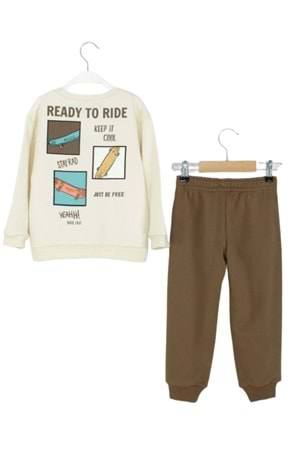 Erkek Çocuk Baskılı Sweatshirt ve Eşofman Altı Takım