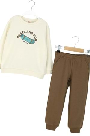 Erkek Çocuk Baskılı Sweatshirt ve Eşofman Altı Takım