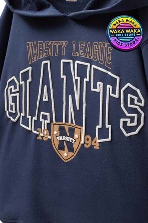 Erkek Çocuk Lacivert Varsity League Giants Baskılı Kapüşonlu Sweatshirt