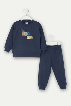Erkek Çocuk Yaş Eşofman Takımı “It’s a Dog’s Life” Baskılı Sweatshirt & Alt