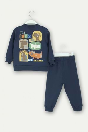Erkek Çocuk Yaş Eşofman Takımı “It’s a Dog’s Life” Baskılı Sweatshirt & Alt