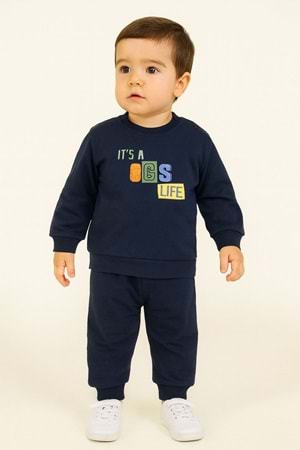 Erkek Çocuk Yaş Eşofman Takımı “It’s a Dog’s Life” Baskılı Sweatshirt & Alt