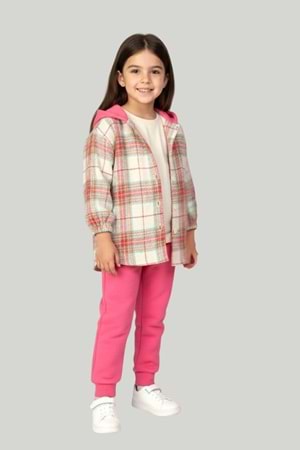 Çocuk Unisex Kapüşonlu Oduncu Gömlekli 3’lü Takım