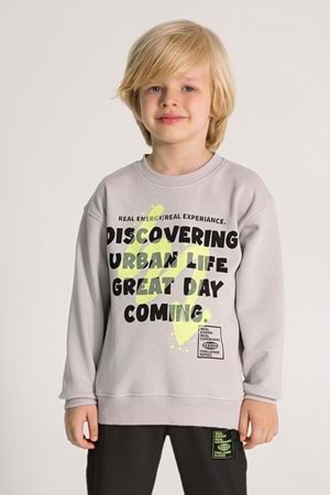 Erkek Çocuk Baskılı Eşofman Takımı – Uzun Kollu Sweatshirt ve Jogger Alt