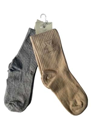 Unisex Çocuk Renkli Ayıcık Desenli 2’li Çorap Seti – Rahat ve Şık Günlük Kullanım